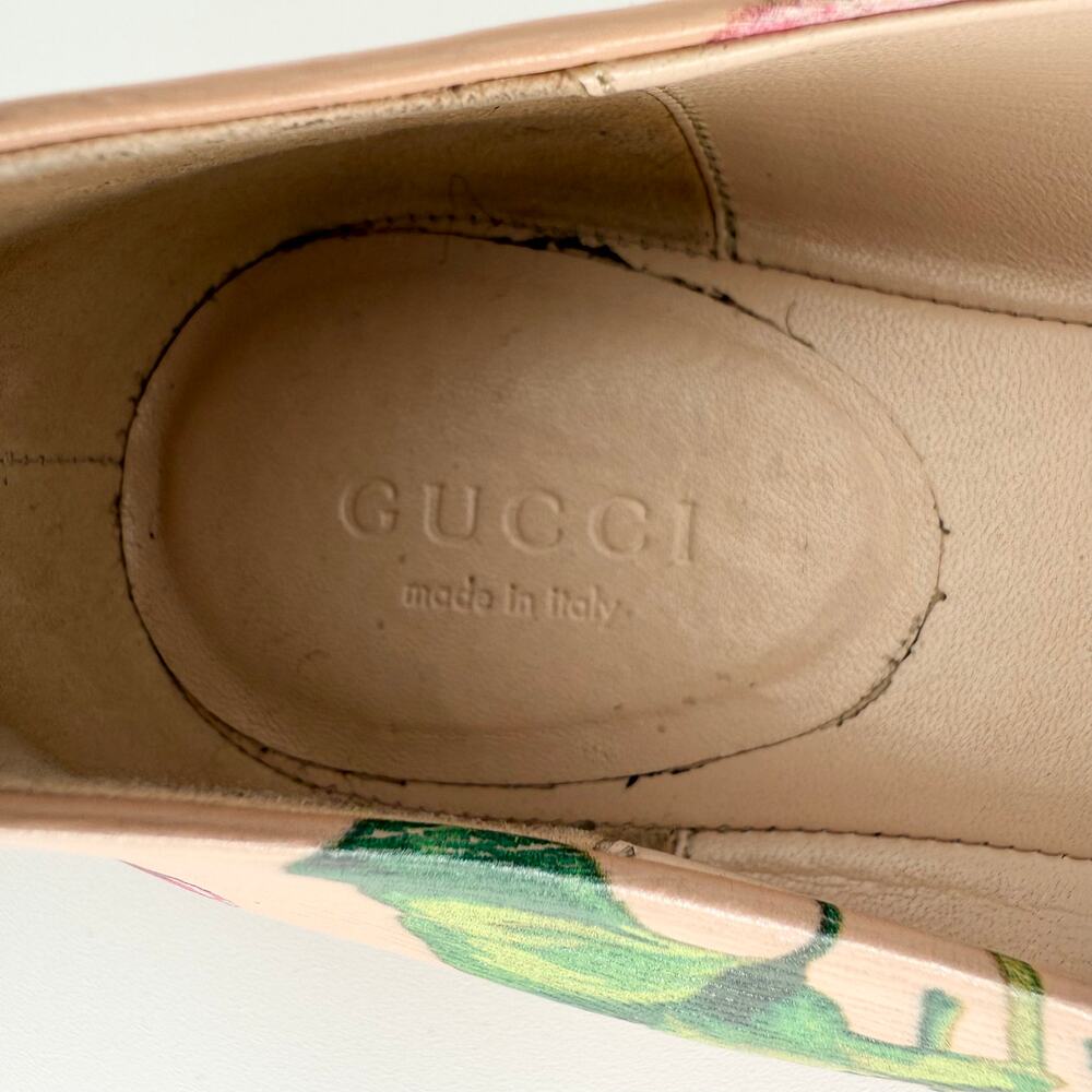 GUCCI Calfskin Blooms Print Ballet Flats EU 39.5 US 9.5 Pink Apricot Multicolor - Picture 9 of 10